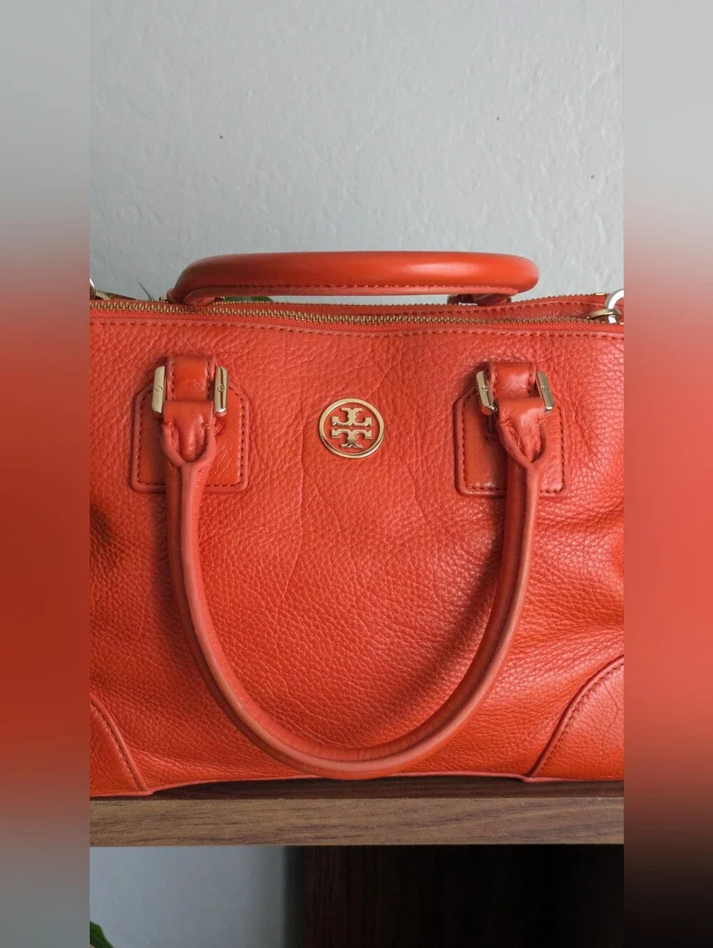 Tory Burch Orange Pebble Leather Crossbody/ Handbag.